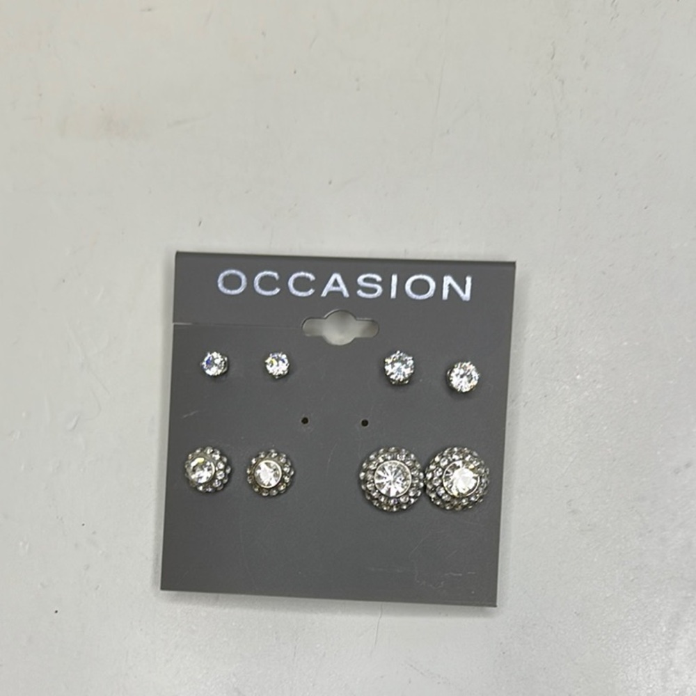 Occasion Silver Rhinestone Earring Set
